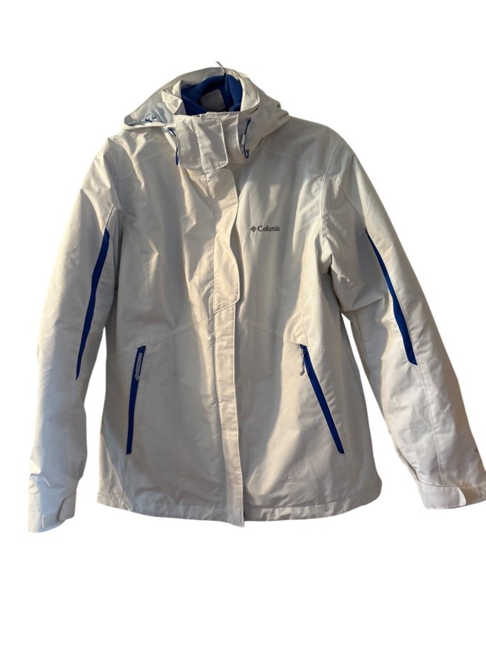 Columbia Women's Omni-Heat Waterproof Omni-Tech Interchange Jacket White & Blue - Picture 7 of 7